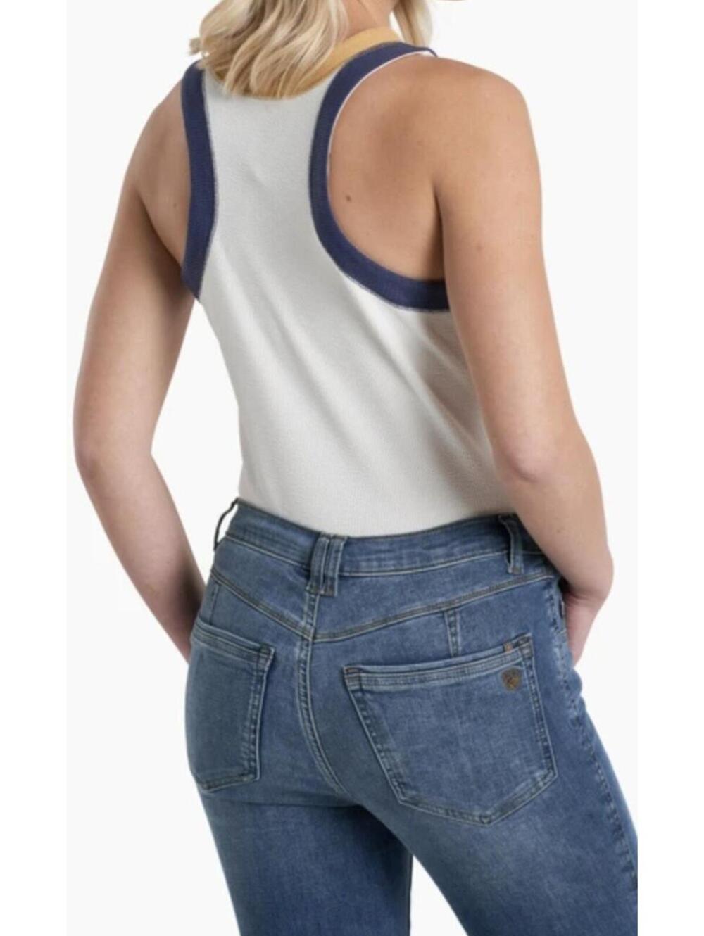 Kuhl Women’s Remi Waffle Knit Racerback Tank Top White Blue Gold Size Small... - Picture 2 of 10